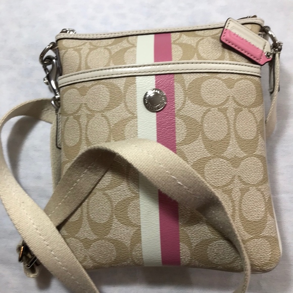 Coach Handbags - Coach tan and pink Crossbody Bag